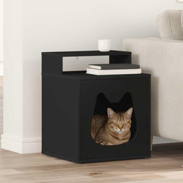 PUEAZU Katzenhaus Schwarz aus Holzwerkstoff 42,5 x 40 x 53,5 cm – Bild 1 von 1