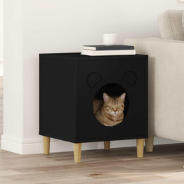 PUEAZU Katzenhaus Schwarz aus Holzwerkstoff 42,5 x 40 x 53 cm – Bild 1 von 1