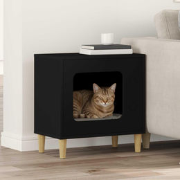 PUEAZU Katzenhaus Schwarz aus Holzwerkstoff 51 x 30 x 52 cm – Bild 1 von 1