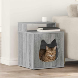 PUEAZU Katzenhaus Sonoma-Grau aus Holzwerkstoff 42,5 x 40 x 53,5 cm – Bild 1 von 1