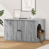 Produktbild von PUEAZU Katzenhaus Sonoma-Grau aus Holzwerkstoff 85 x 55 x 50,5 cm