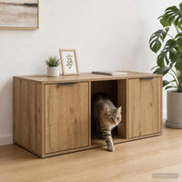 Produktbild von PUEAZU Katzenkiste Möbel Artisan-Eiche 100 x 49 x 45 cm aus Holzwerkstoff mit Kratzbäumen
