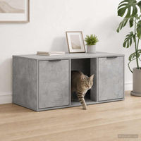 Produktbild von PUEAZU Katzenkiste Möbel Betongrau 100 x 49 x 45 cm aus Holzwerkstoff mit Kratzbäumen