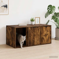Produktbild von PUEAZU Katzenkiste Möbel in Räuchereiche aus Holzwerkstoff 100 x 49 x 45 cm mit Kratzbaum
