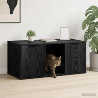 Produktbild von PUEAZU Katzenkiste Möbel in Schwarz und Eichen-Optik mit Kratzbäumen 100 x 49 x 45 cm