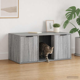 PUEAZU Katzenkiste Möbel Sonoma-Grau aus Holzwerkstoff 100 x 49 x 45 cm – Bild 1 von 1