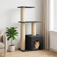 Produktbild von PUEAZU Kratzbaum für Katzen mit Sisal-Kratzsäulen Dunkelgrau 133 cm