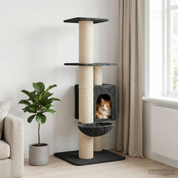 PUEAZU Kratzbaum für Katzen mit Sisal-Kratzsäulen Dunkelgrau 137 cm – Bild 1 von 1