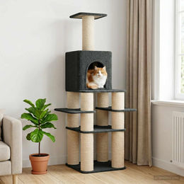 PUEAZU Kratzbaum für Katzen mit Sisal-Kratzsäulen Dunkelgrau 180 cm – Bild 1 von 1