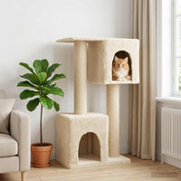 Produktbild von PUEAZU Kratzbaum für Katzen mit Sisal-Kratzsäulen in Creme 114 cm