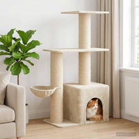 Produktbild von PUEAZU Kratzbaum für Katzen mit Sisal-Kratzsäulen in Creme 133 cm