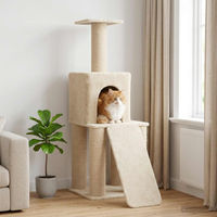 Produktbild von PUEAZU Kratzbaum für Katzen mit Sisal-Kratzsäulen in Creme 146 cm