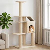 Produktbild von PUEAZU Kratzbaum für Katzen mit Sisal-Kratzsäulen in Creme 183 cm