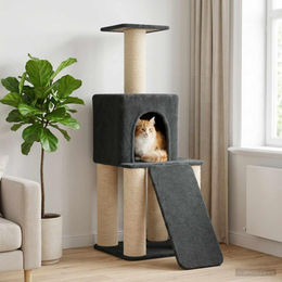 PUEAZU Kratzbaum für Katzen mit Sisal-Kratzsäulen in Dunkelgrau 146 cm – Bild 1 von 1