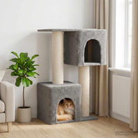 Produktbild von PUEAZU Kratzbaum für Katzen mit Sisal-Kratzsäulen in Hellgrau 114 cm