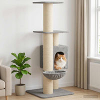 Produktbild von PUEAZU Kratzbaum für Katzen mit Sisal-Kratzsäulen in Hellgrau 137 cm
