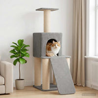 Produktbild von PUEAZU Kratzbaum für Katzen mit Sisal-Kratzsäulen in Hellgrau 146 cm