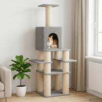 Produktbild von PUEAZU Kratzbaum für Katzen mit Sisal-Kratzsäulen in Hellgrau 180 cm
