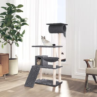 Produktbild von PUEAZU Kratzbaum mit Sisal-Kratzsäulen Dunkelgrau 131 cm