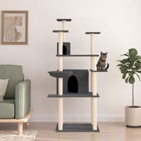 Produktbild von PUEAZU Kratzbaum mit Sisal-Kratzsäulen Dunkelgrau 166 cm
