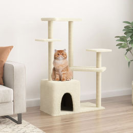 PUEAZU Kratzbaum mit Sisal-Kratzsäulen in Creme 107,5 cm – Bild 1 von 1