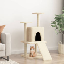 PUEAZU Kratzbaum mit Sisal-Kratzsäulen in Creme 110 cm – Bild 1 von 1