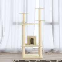Produktbild von PUEAZU Kratzbaum mit Sisal-Kratzsäulen in Creme 110 cm