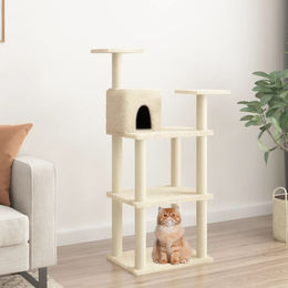 PUEAZU Kratzbaum mit Sisal-Kratzsäulen in Creme 118,5 cm – Bild 1 von 1