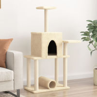 Produktbild von PUEAZU Kratzbaum mit Sisal-Kratzsäulen in Creme 122 cm