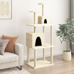 PUEAZU Kratzbaum mit Sisal-Kratzsäulen in Creme 167 cm – Bild 1 von 1