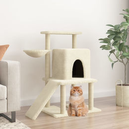 PUEAZU Kratzbaum mit Sisal-Kratzsäulen in Creme 96,5 cm – Bild 1 von 1