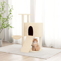 Produktbild von PUEAZU Kratzbaum mit Sisal-Kratzsäulen in Creme 96 cm