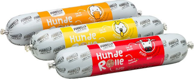 PURBELLO HundeRolle Nassfutter Mix II Getreidefrei Monoprotein mit Huhn, Ente und Rind für Hunde Adult 8 x 400 g - 8 x 400 g – Bild 1 von 8