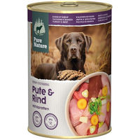 Produktbild von Pure Nature Adult Nassfutter für Hunde Pute und Rind Stückchen in Sauce getreidefrei ohne Zucker 6x400g
