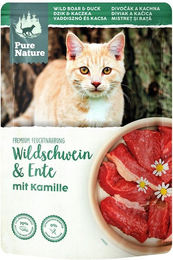 Produktbild von Pure Nature Adult Nassfutter Wildschwein und Ente mit Kamille getreidefrei ohne Zucker 12x85g