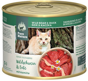 Produktbild von Pure Nature Adult Nassfutter Wildschwein und Ente mit Kamille getreidefrei ohne Zucker 6x200g