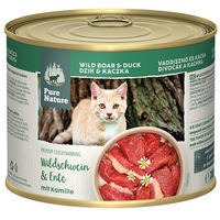 Produktbild von Pure Nature Adult Nassfutter Wildschwein und Ente mit Kamille getreidefrei ohne Zucker 6x200g