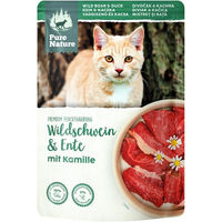 Produktbild von Pure Nature Feline Adult Katzenfutter Wildschwein und Ente Stückchen in Sauce getreidefrei 12x85g - 12 x 85 g