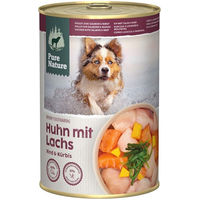 Produktbild von Pure Nature Hundefutter Adult Huhn mit Lachs und Rind Stückchen in Sauce getreidefrei ohne Zucker 6x400g