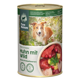 Produktbild von Pure Nature Hundefutter Adult Huhn mit Wild und Rind Stückchen in Sauce getreidefrei 6x400g