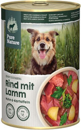 Produktbild von Pure Nature Hundefutter Adult Rind mit Lamm und Huhn 6x400g