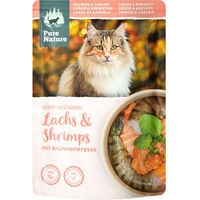 Produktbild von Pure Nature Katzen Nassfutter Adult Lachs und Garnele Stückchen in Sauce Getreidefrei 12 x 80 g - 12 x 80 g