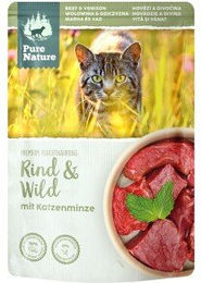 Produktbild von Pure Nature Katzenfutter Adult Rind und Wild getreidefrei ohne Zucker 12x85g - 12 x 85 g