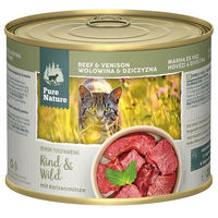Produktbild von Pure Nature Katzenfutter Adult Rind und Wild mit Katzenminze getreidefrei ohne Zucker 6x200g