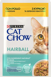 Produktbild von Purina Cat Chow Adult Katzenfutter Huhn mit grünen Bohnen Haarballen Kontrolle Stückchen in Gelee 26 x 85 g Beutel - 26 x 85 g