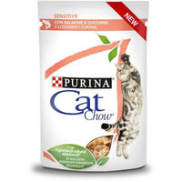 Produktbild von Purina Cat Chow Sensitive Nassfutter für Katzen Adult Lachs mit Stückchen in Gelee 85 g - 52 x 85 g