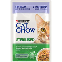 Produktbild von Purina Cat Chow Sterilisiert Katzenfutter Adult Lamm und grüne Bohnen Stückchen in Gelee 26 x 85 g - 26 x 85 g