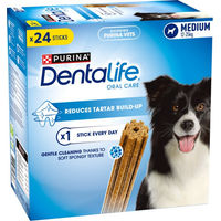 Produktbild von Purina Dentalife Zahnpflege-Snack Kauspielzeug Huhn für erwachsene Hunde mittlere Rassen ohne Zucker und ohne Farb- & Aromastoffe - 8 x 69 g