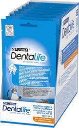 Produktbild von Purina Dentalife Zahnpflege-Snacks für erwachsene Katzen mit Huhn und Lachs 320 g - 8 x 40 g
