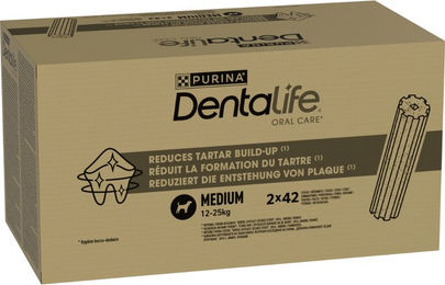 Produktbild von Purina Dentalife Zahnpflege-Snacks für erwachsene mittelgroße Hunde ohne Zucker und Farbstoffe 84 Sticks - 28 x 69 g